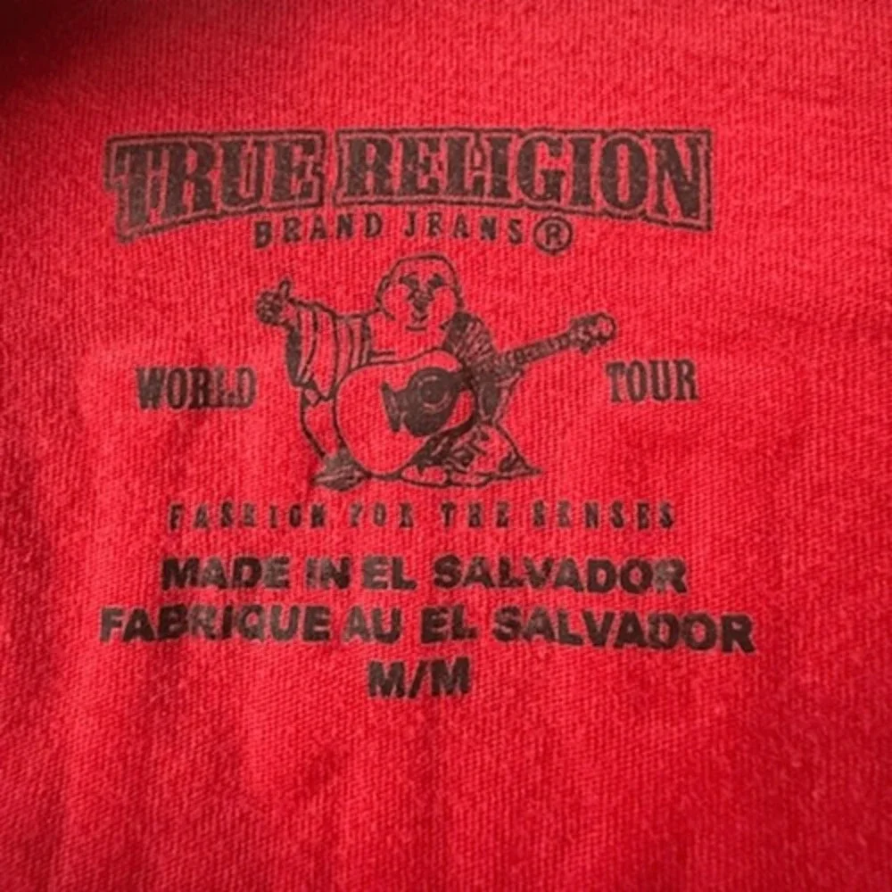 True Religion Men's #2 Large Football V Neck Short Sleeve T Shirt Black Size Med